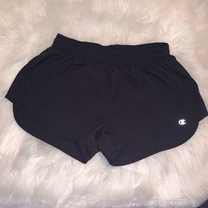 All black Champion running shorts